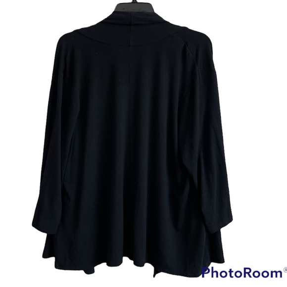 J. Jill Black Open Front Stretch Draped Cardigan Size 1XL - Picture 2 of 10